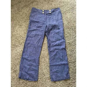 OUTBACK RED Women’s 100% Linen Purple Trouser Pants Wide Leg 8 Petite Pockets